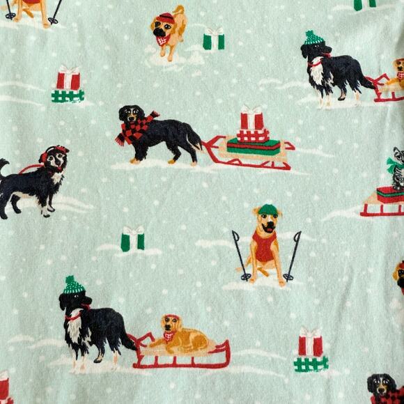 Cozy Knit Pajama Bottoms Lands End Holiday Dogs Cats Women XS Christmas Sleds - Picture 2 of 7